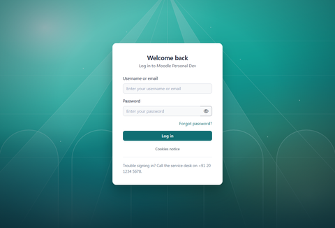 Login page with the centred card layout