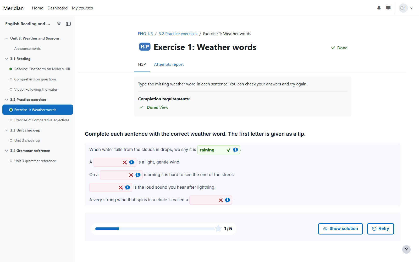 Live demo: a learner answering an H5P exercise a teacher built minutes earlier